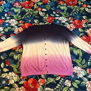Talbots Purple and Cream Cardigan Sweater